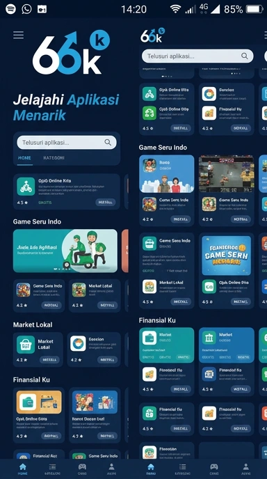 66k – Halaman Indeks Aplikasi Populer dan Kanal Uji