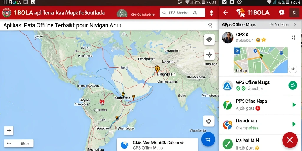 Tampilan antarmuka intuitif dari aplikasi GPS Offline Maps 11BOLA.