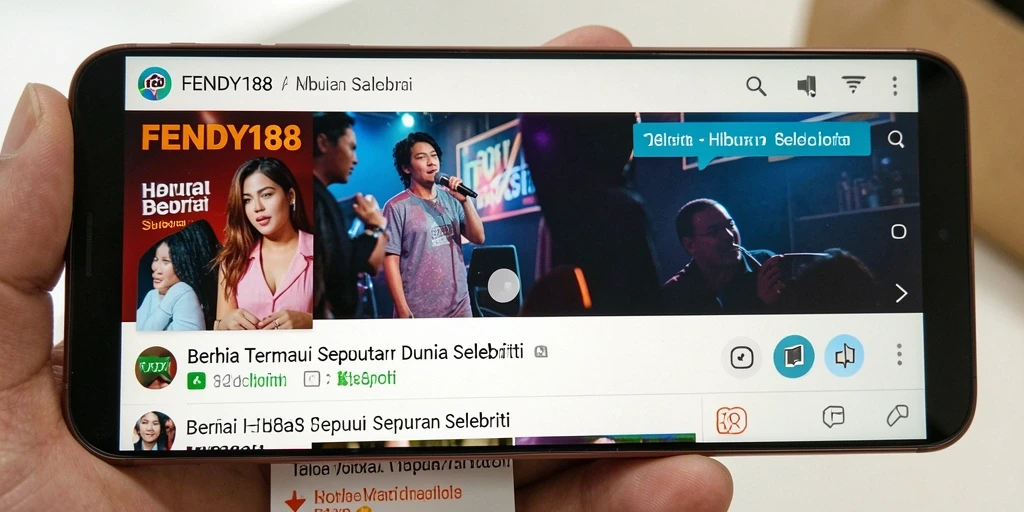 Antarmuka FENDY188 menampilkan berita dan foto selebriti terkini.