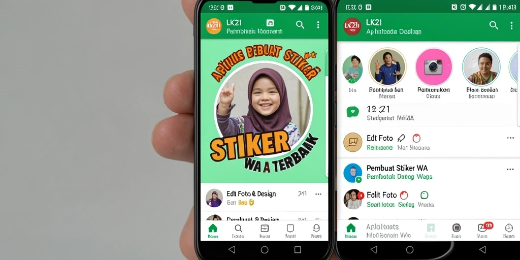 Antarmuka LK21 untuk membuat stiker WhatsApp yang kreatif.