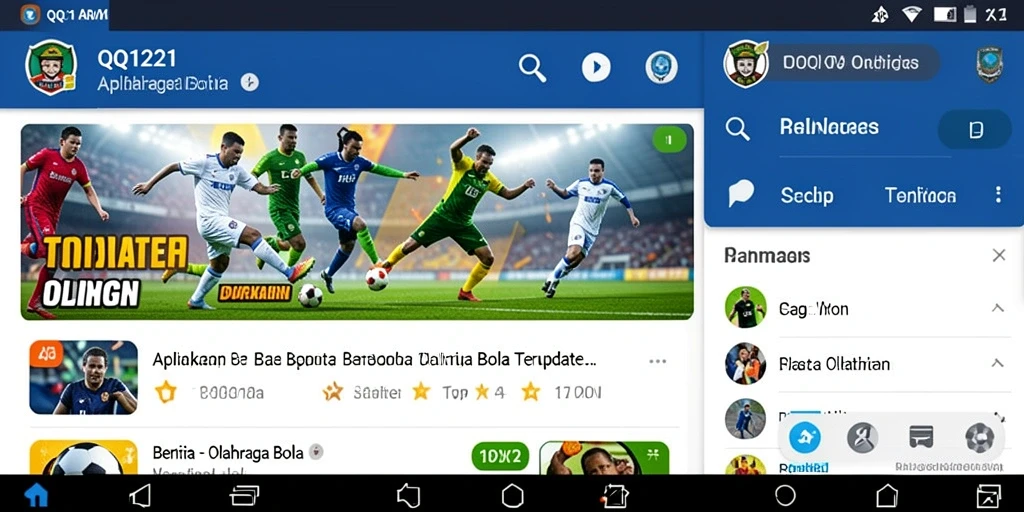 Antarmuka QQ1221 menampilkan berita olahraga bola terkini dengan mudah.